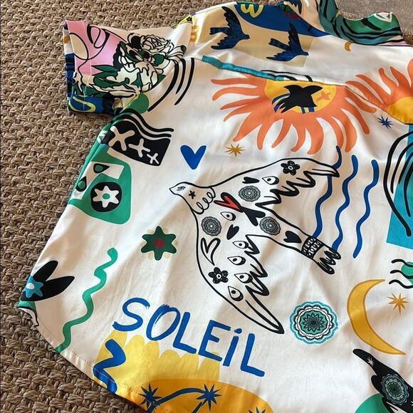 Joie White and Green Artistic Blouse - Picture 6 of 9